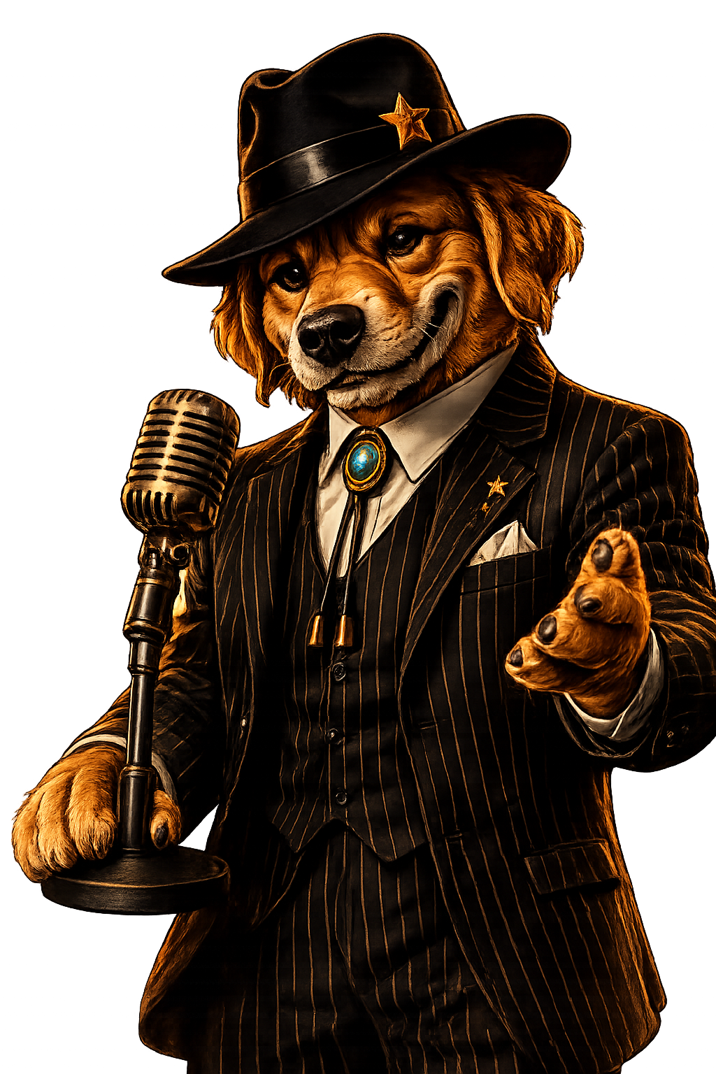 Don Scoopy at a vintage microphone