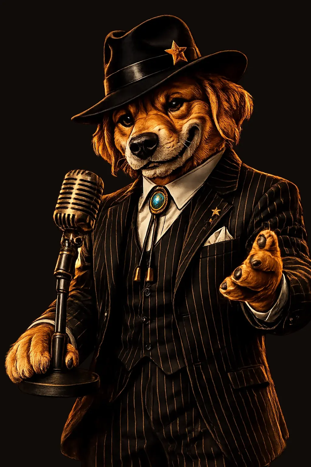 Don Scoopy at a vintage microphone